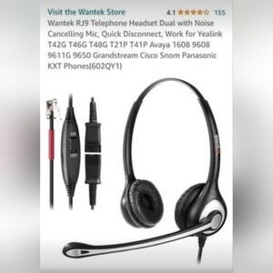 Wantek RJ9 Telephone Headset Dual with Noise Cancelling Mic, Quick Disconnect